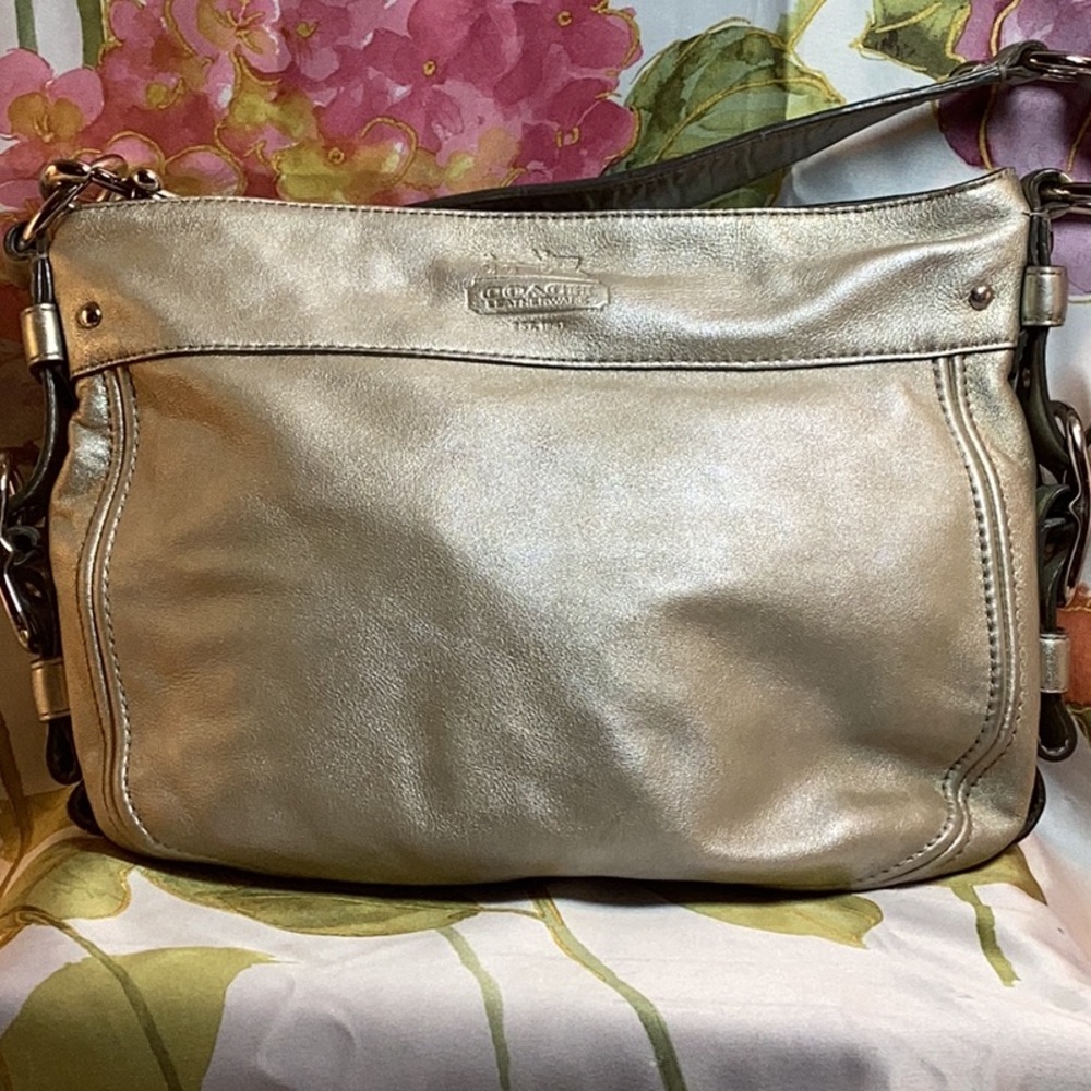 Coach Hobo bag-gold Metallic-Zoe-EUC